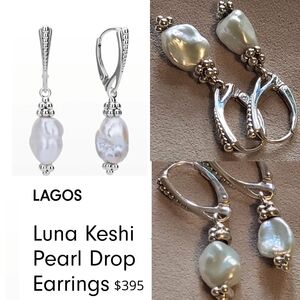 Lagos Luna Keshi Pearl Drop Earrings. Without Original Pack.#309